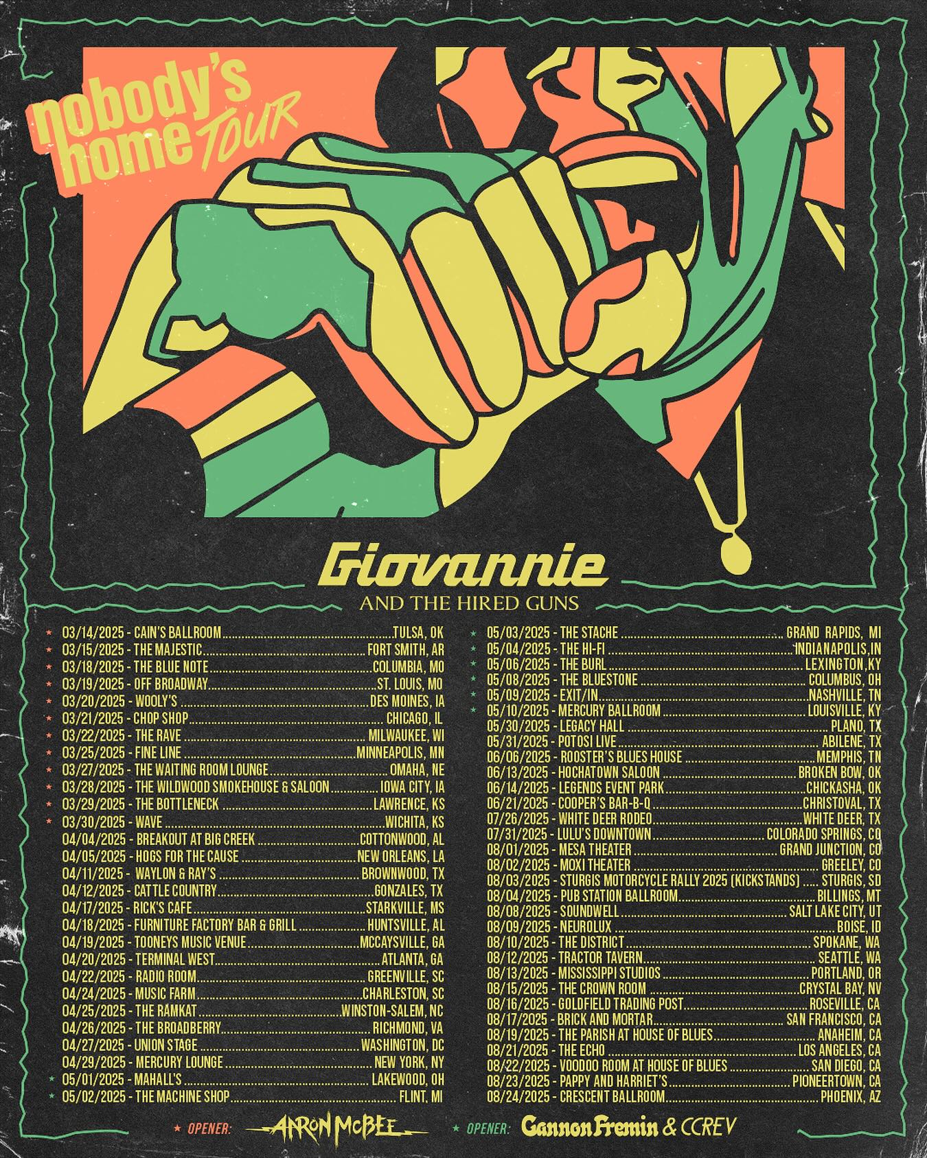 Giovannie and the Hired Guns Nobody's Home Tour Poster 2026